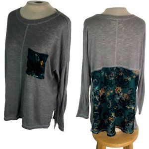 Boho Jane Wide Fit Flowy Knit Top Gray Green